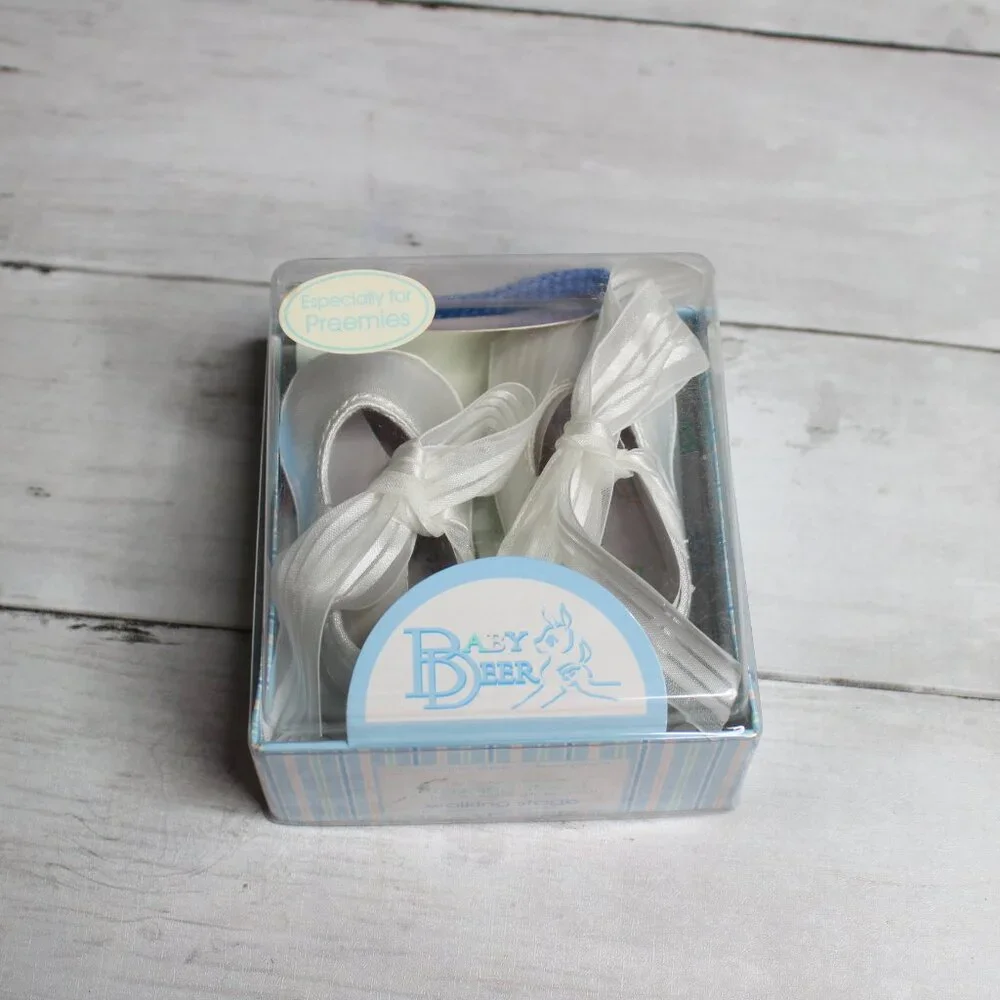 Baby Deer Baby Girl's White Satin Ballet Crib Shoes Preemie Size 00